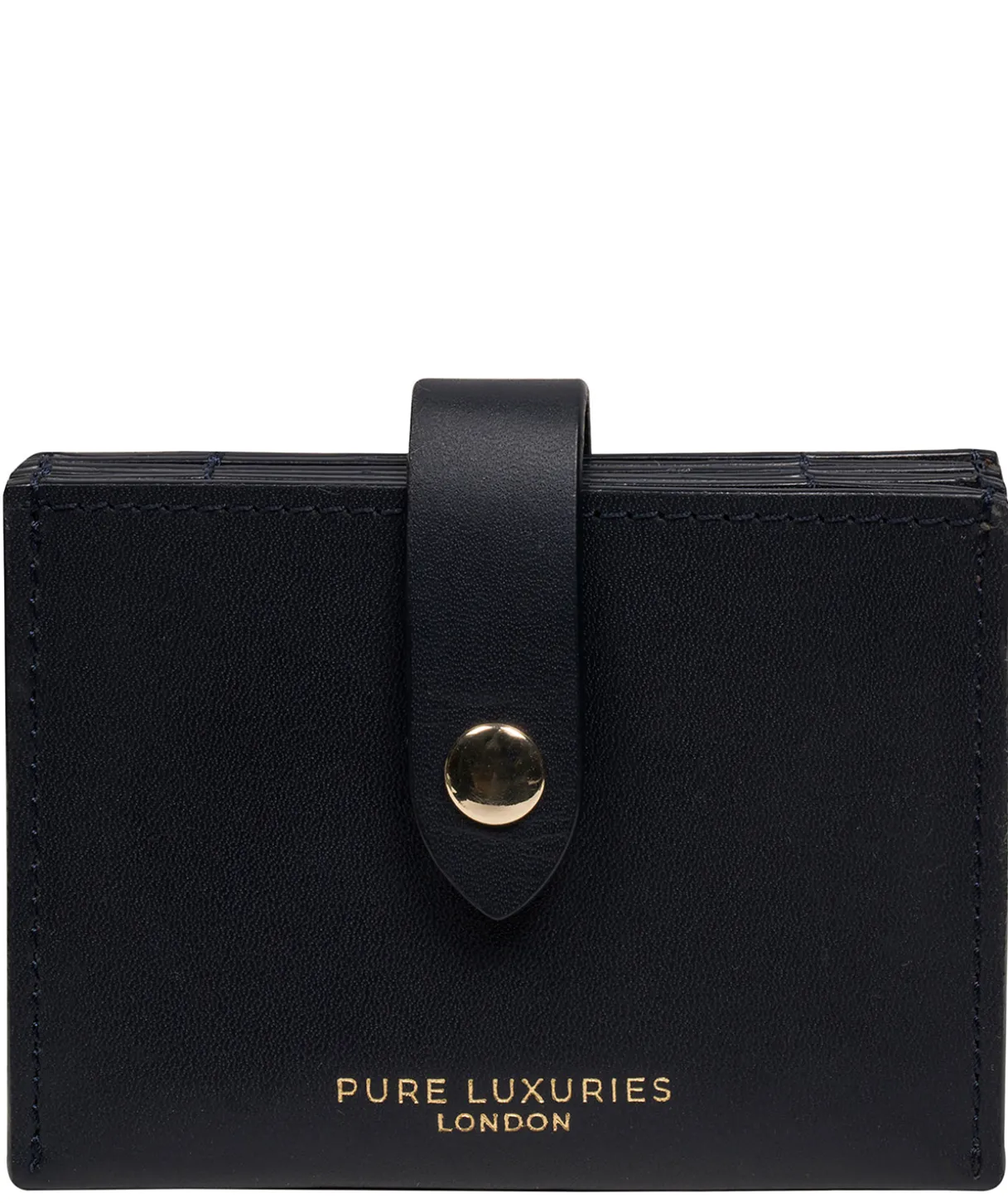 Allie' Dark Navy Leather Accordion Card Holder