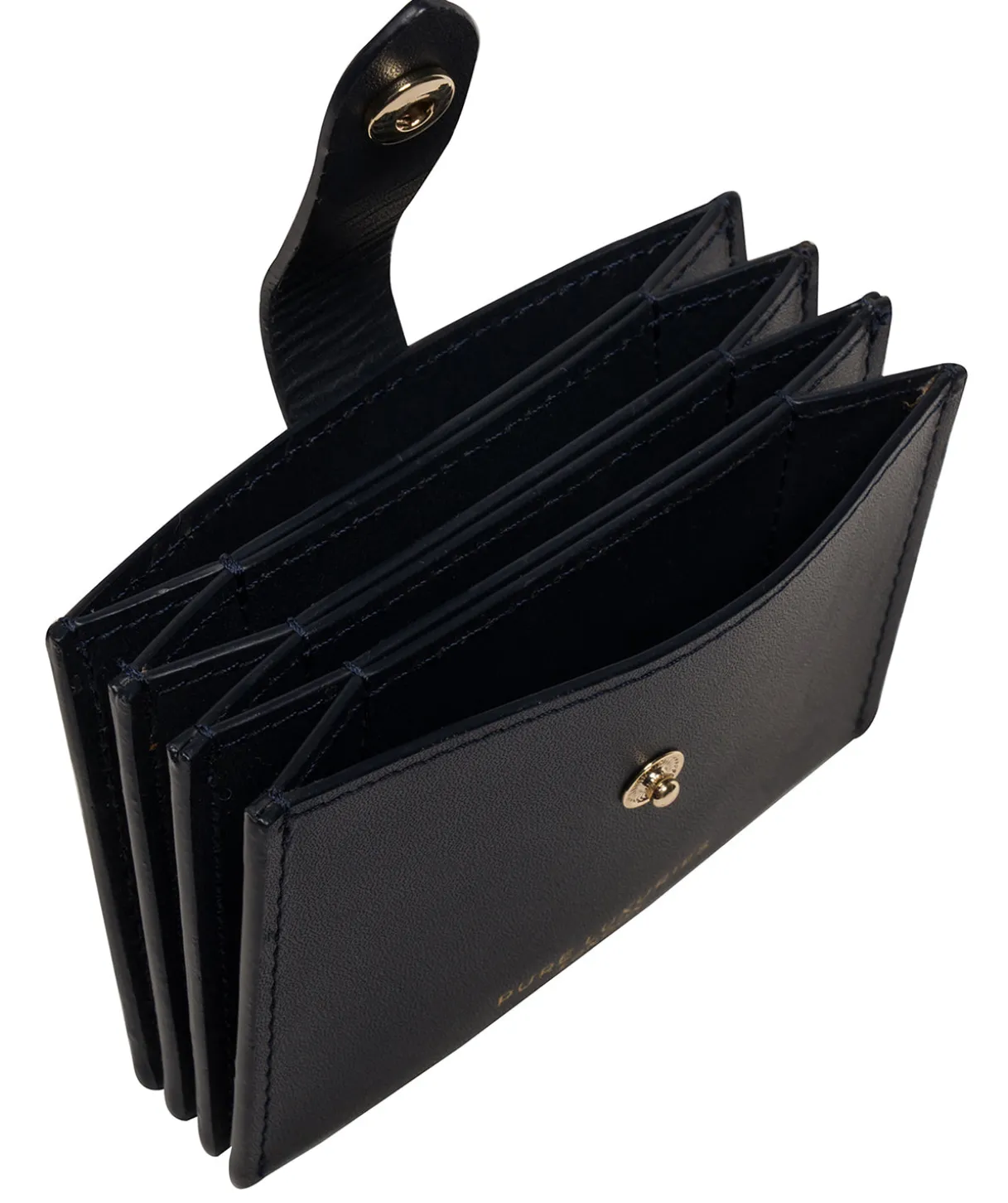 Allie' Dark Navy Leather Accordion Card Holder
