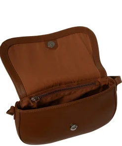 Alodia' Rich Tan Leather Cross Body Bag