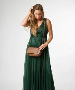 Alodia' Rich Tan Leather Cross Body Bag