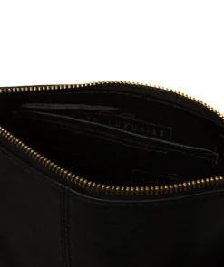 Amberlyn' Black Leather Cross Body Bag