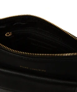 Amberlyn' Black Leather Cross Body Bag
