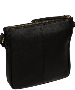 Amberlyn' Black Leather Cross Body Bag