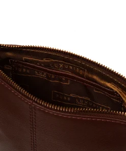Amberlyn' Chestnut Leather Cross Body Bag