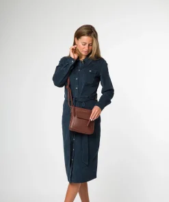 Amberlyn' Chestnut Leather Cross Body Bag