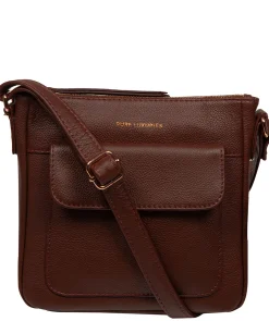 Amberlyn' Chestnut Leather Cross Body Bag
