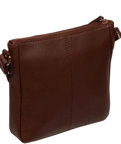 Amberlyn' Chestnut Leather Cross Body Bag