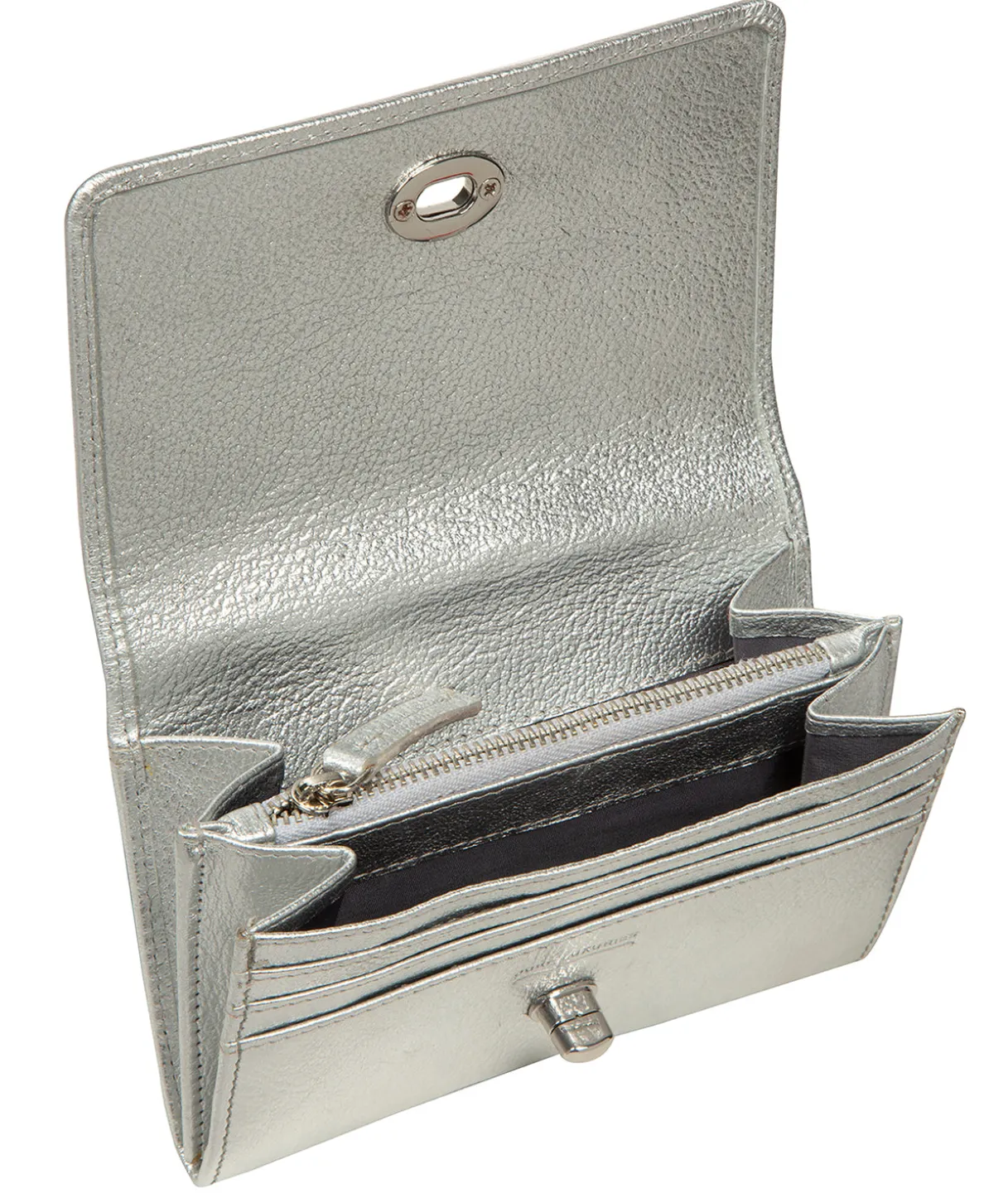 Amber' Metallic Silver Leather Purse