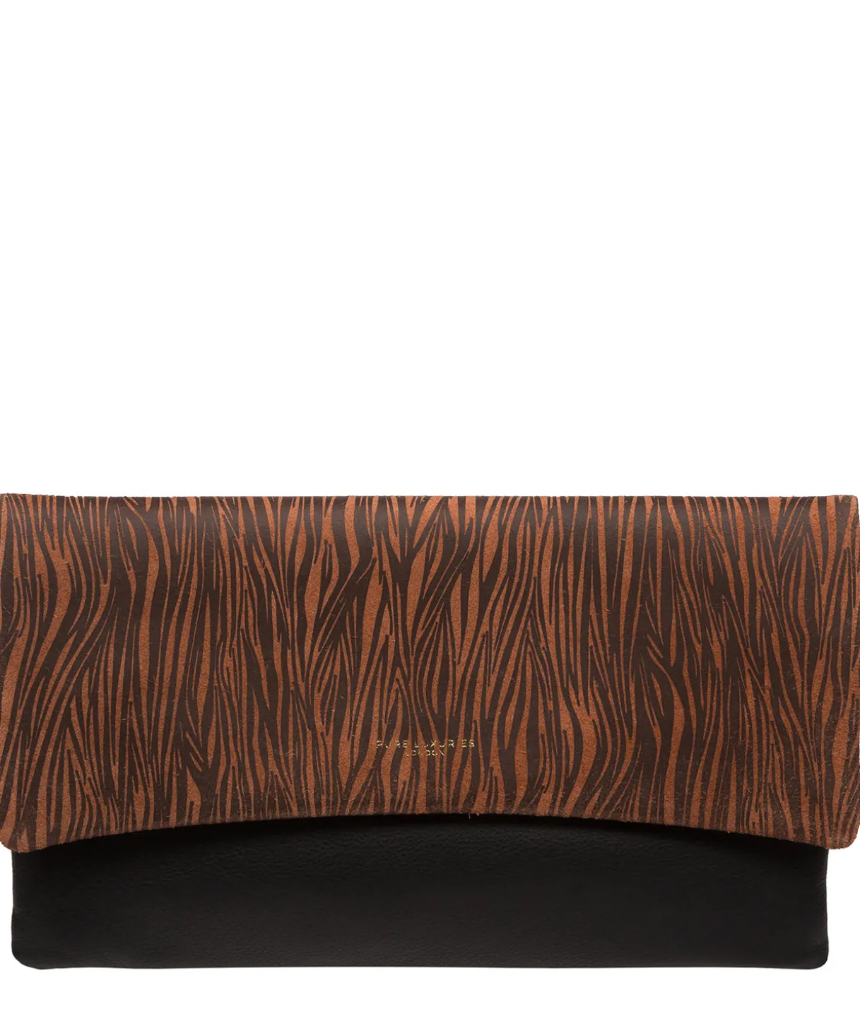 Amelia' Black & Animal Print Nappa Leather Clutch Bag