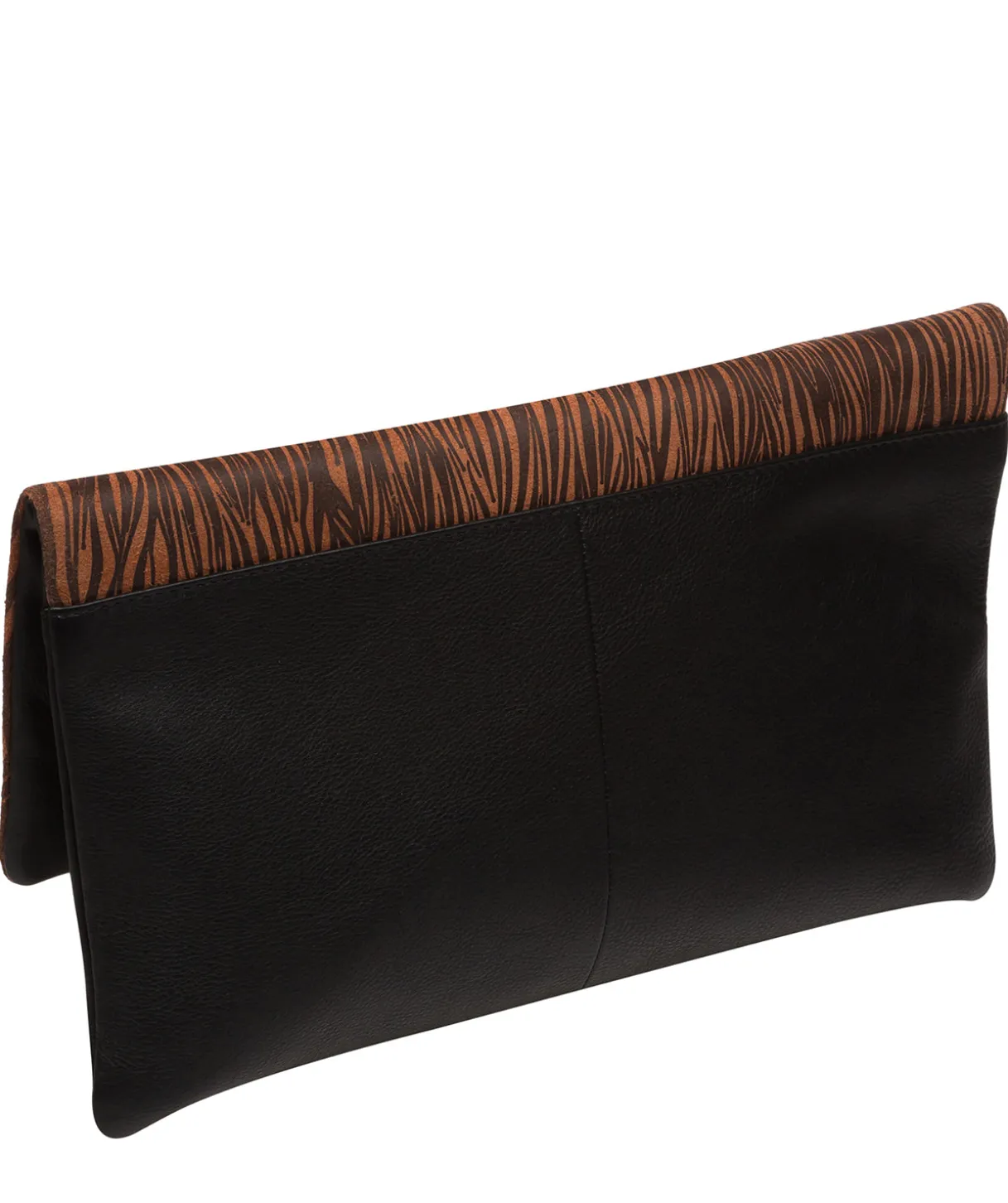 Amelia' Black & Animal Print Nappa Leather Clutch Bag