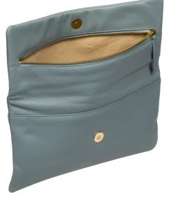 Amelia' Cashmere Blue Leather Clutch Bag