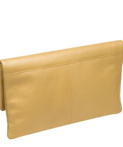 Amelia' Metallic Gold Leather Clutch Bag