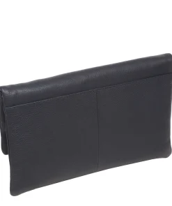 Amelia' Navy Nappa Leather Clutch Bag