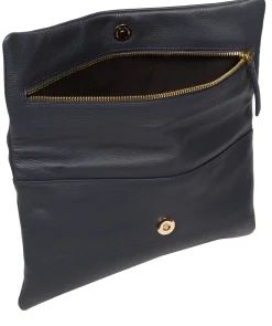 Amelia' Navy Nappa Leather Clutch Bag
