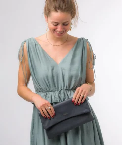 Amelia' Navy Nappa Leather Clutch Bag