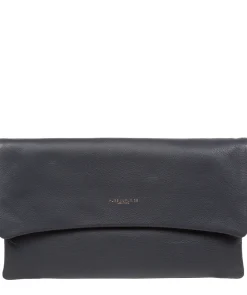 Amelia' Navy Nappa Leather Clutch Bag