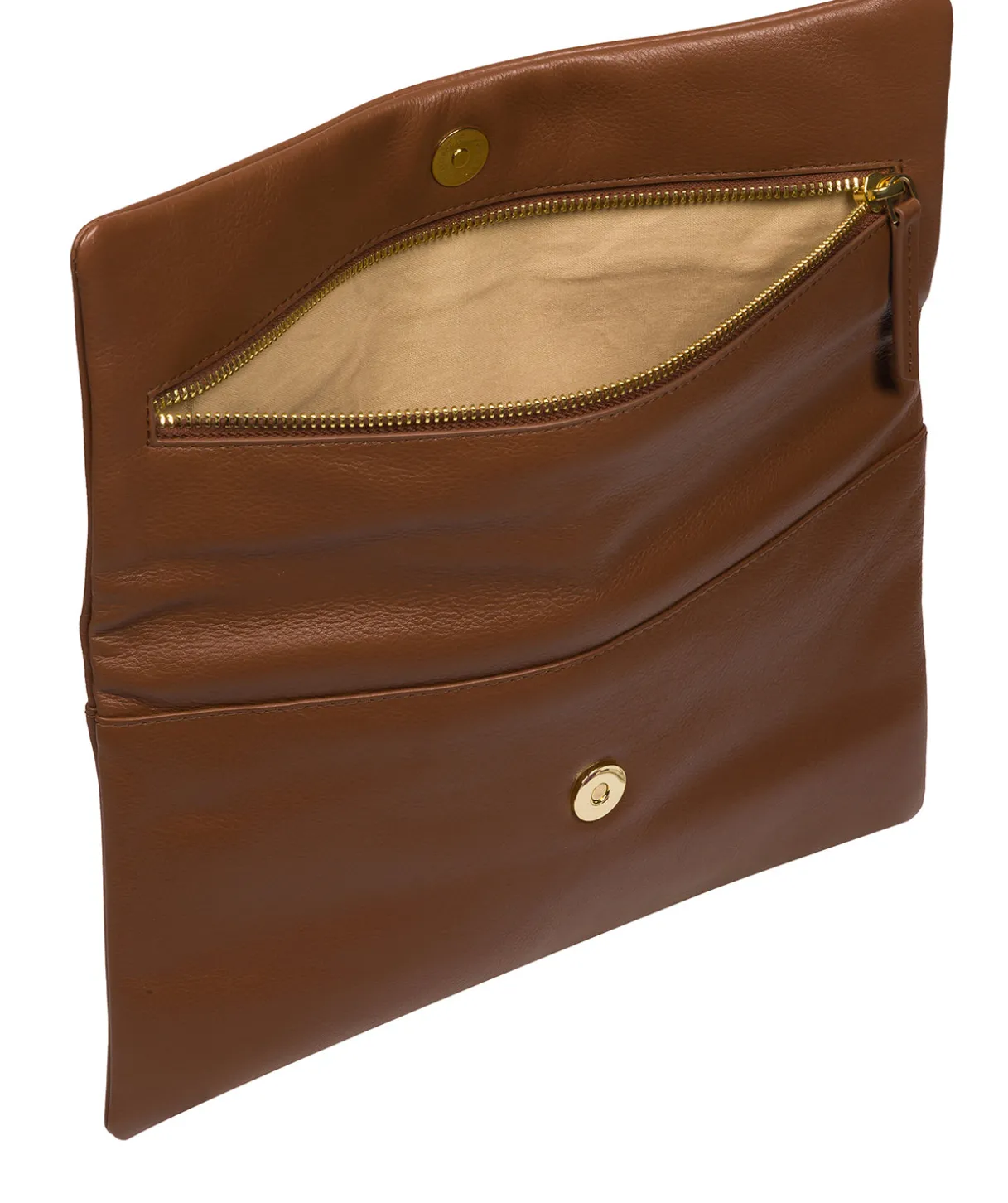 Amelia' Tan Leather Clutch Bag