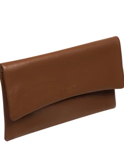 Amelia' Tan Leather Clutch Bag