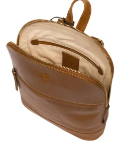 Amora' Dark Tan Leather Backpack