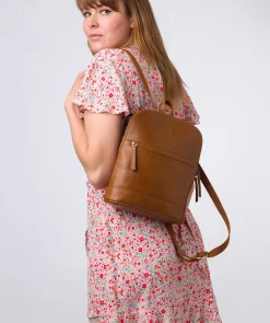 Amora' Dark Tan Leather Backpack
