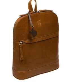 Amora' Dark Tan Leather Backpack