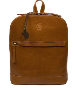 Amora' Dark Tan Leather Backpack