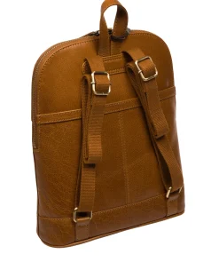 Amora' Dark Tan Leather Backpack