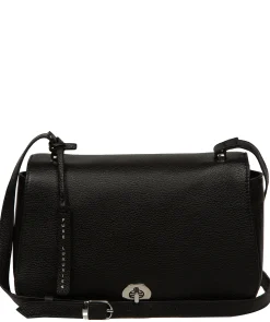 Annalise' Black Leather Cross Body Bag