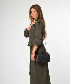 Annalise' Black Leather Cross Body Bag