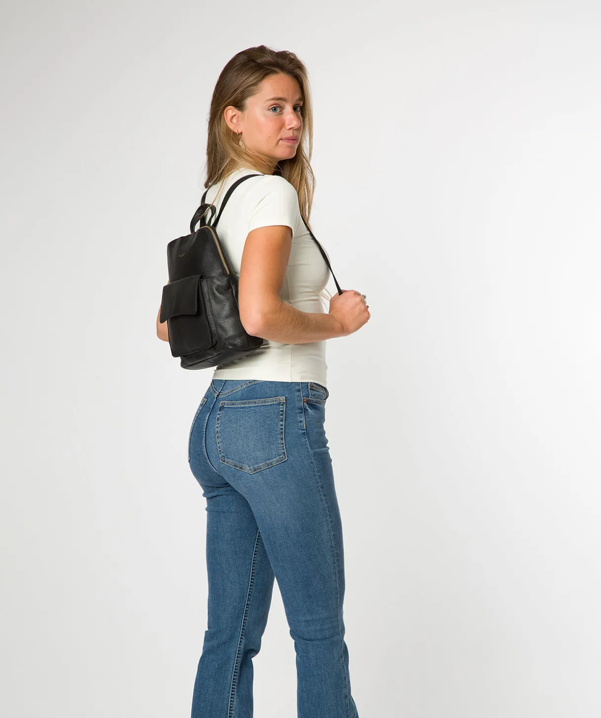 Anouk' Black Leather Backpack