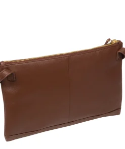 Anya' Dark Tan Nappa Leather Cross Body Evening Bag