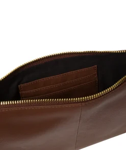 Anya' Dark Tan Nappa Leather Cross Body Evening Bag