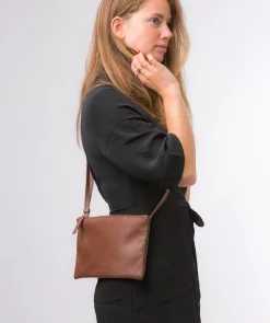 Anya' Dark Tan Nappa Leather Cross Body Evening Bag