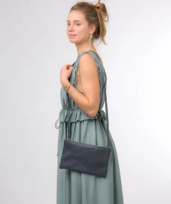 Anya' Navy Nappa Leather Cross Body Evening Bag