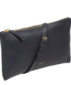 Anya' Navy Nappa Leather Cross Body Evening Bag