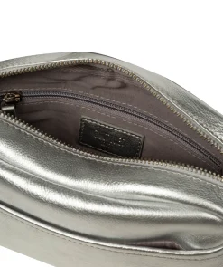 Ariella' Metallic Silver Leather Cross Body Bag