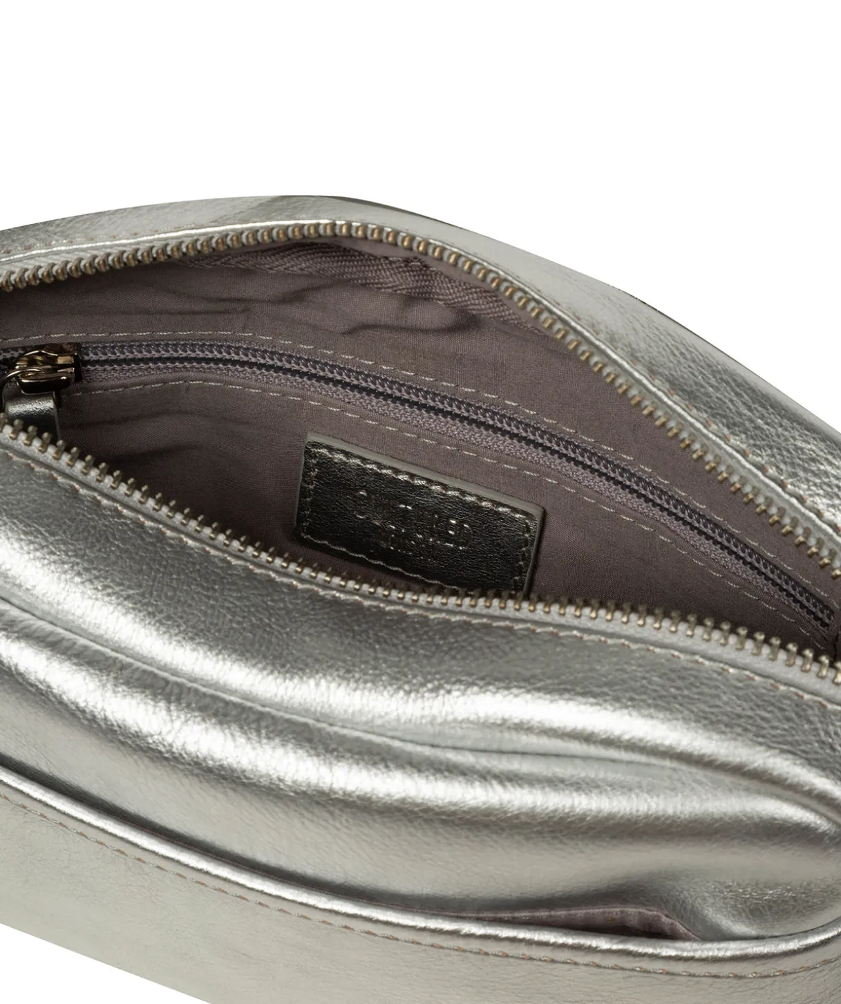 Ariella' Metallic Silver Leather Cross Body Bag