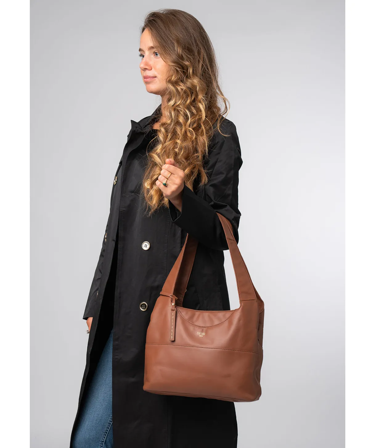 Ariel' Oak Leather Shoulder Bag