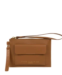 Arreton' Saddle Tan Vegetable-Tanned Leather Clutch Bag