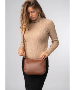 Ashley' Caramel Leather Cross Body Bag