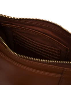 Ashley' Caramel Leather Cross Body Bag