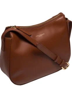 Ashley' Caramel Leather Cross Body Bag