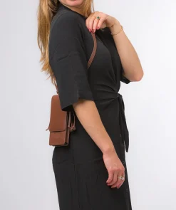 Audrey' Dark Tan Nappa Leather Cross Body Phone Bag