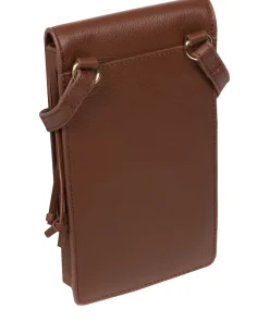 Audrey' Dark Tan Nappa Leather Cross Body Phone Bag