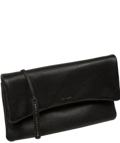 Audrina' Black Leather Clutch Bag