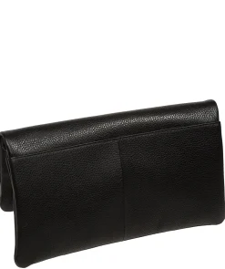 Audrina' Black Leather Clutch Bag