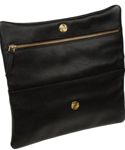 Audrina' Black Leather Clutch Bag