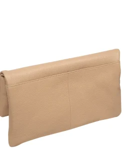 Audrina' Latte Leather Clutch Bag