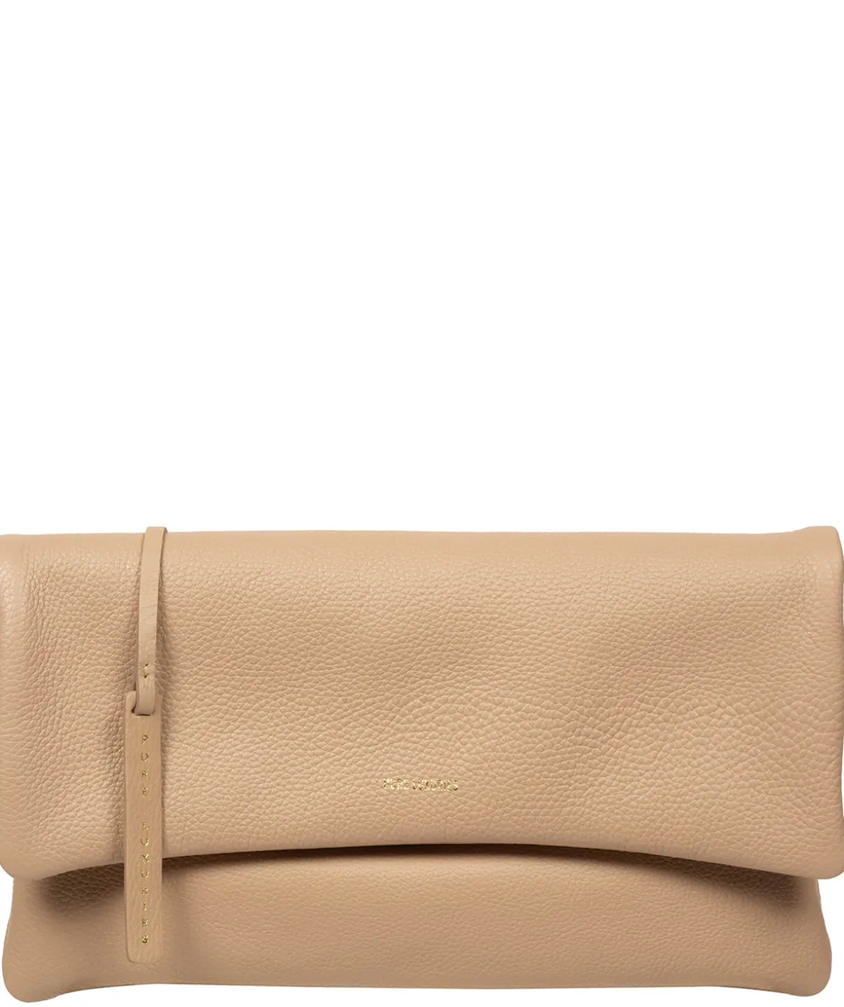 Audrina' Latte Leather Clutch Bag