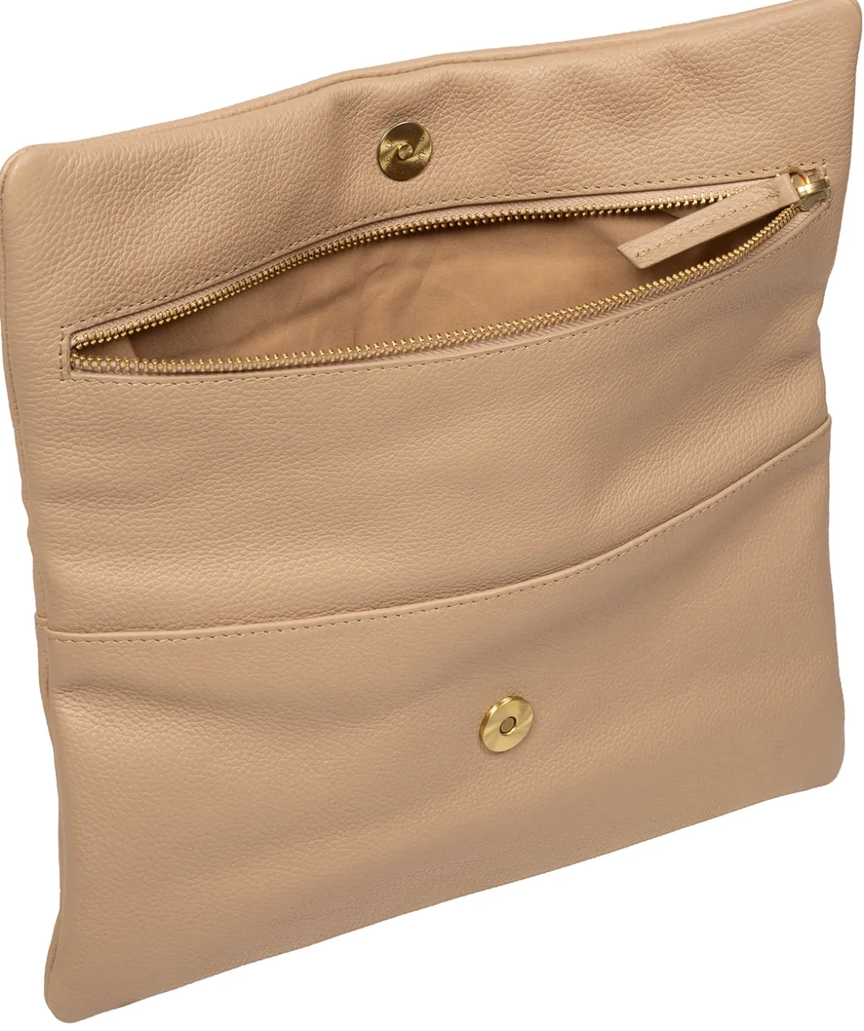 Audrina' Latte Leather Clutch Bag